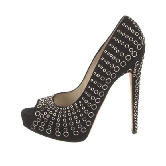 Brian Atwood Shoes - Brian Atwood Black Grommet Stilletto Heels Pumps 40 10 9